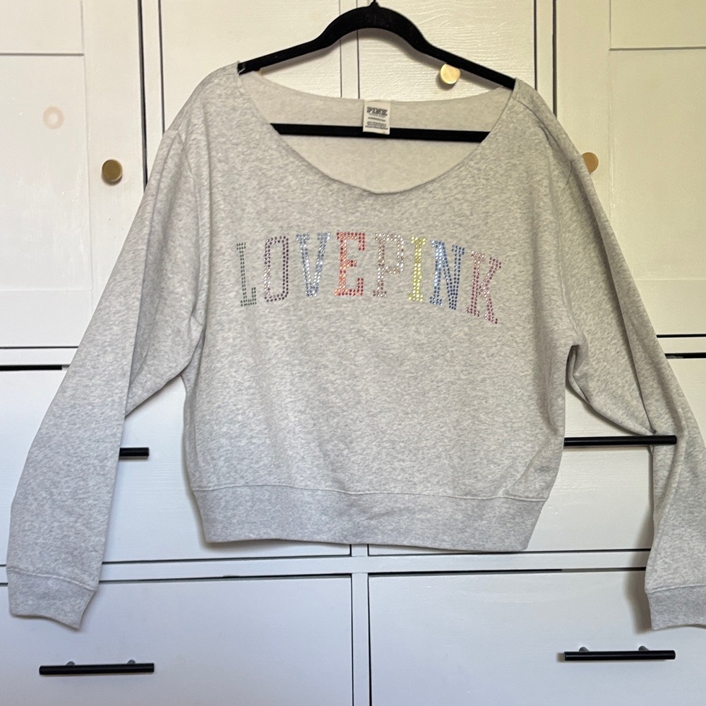 PINK Victoria's Secret Gray Love Pink Sweatshirt -worn once